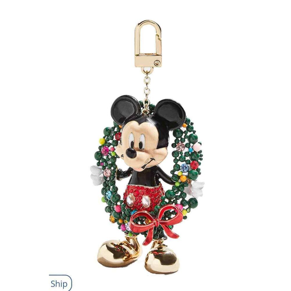 Baublebar disney mickey mouse holiday wreath  bag charm/keychain